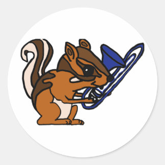 Adesivo Redondo XX- Chipmunk Reproduzindo Cartoon Trombone