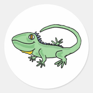 Adesivo Redondo XX- desenhos animados engraçados da iguana