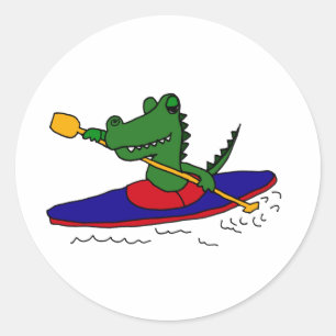 Adesivo Redondo XX - Engraçado Gator Kayaking