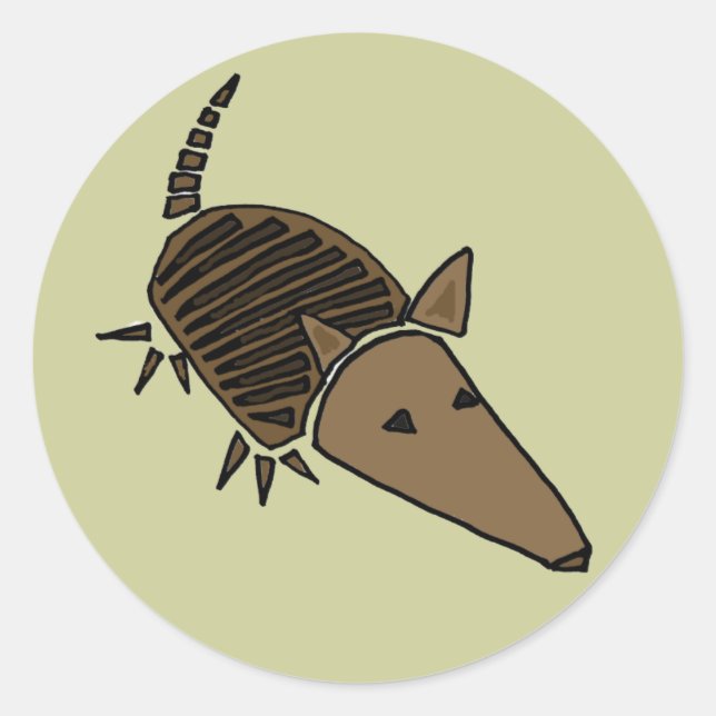 Adesivo Redondo XX - Funky Armadillo Art (Frente)