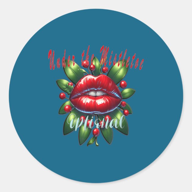 Adesivo Redondo Y Christmas Mistletoe Lips - Naughty Holiday Tee W (Frente)