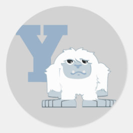 Adesivo Redondo Y é para Yeti Cute Cartoon Yeti Monster