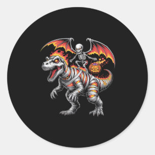 Adesivo Redondo Y Esqueleto Andando Dinossauro T-rex Pumpkin Hallo