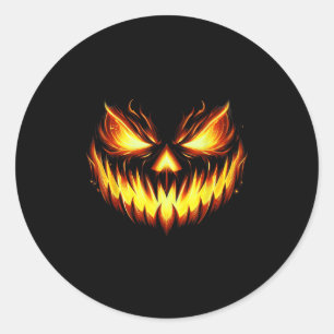 Adesivo Redondo Y Jack O Lanterna Esculpida Pumpkin Face Halloween