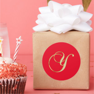 Adesivo Redondo Y monograma de ouro