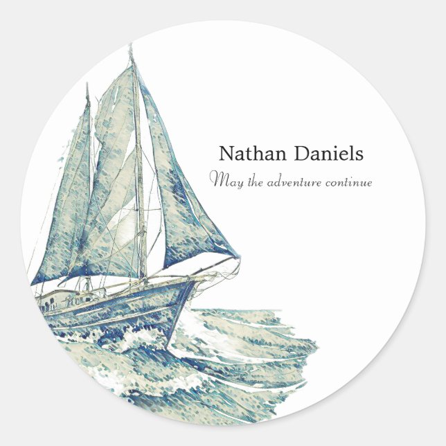Adesivo Redondo Yacht Azul no Memorial (Frente)