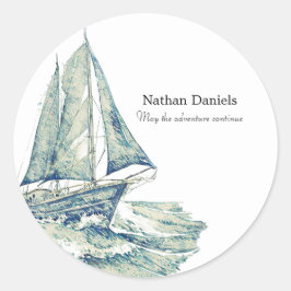 Adesivo Redondo Yacht Azul no Memorial