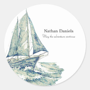 Adesivo Redondo Yacht Azul no Memorial
