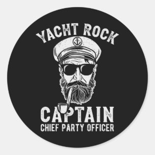 Adesivo Redondo Yacht Rock Capitão Pontoon Boat Party Sailor Boati