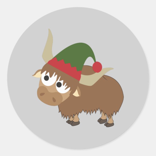 Adesivo Redondo Yak Christmas Elf (Frente)