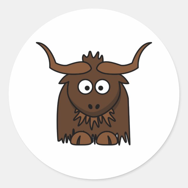 Adesivo Redondo Yak de Cartoon Bonito (Frente)
