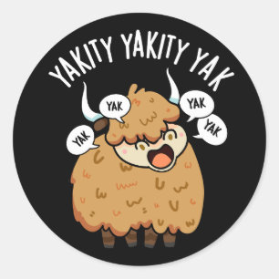 Adesivo Redondo Yakity Yakity Yak Piada Animal Engraçada Punho Fun