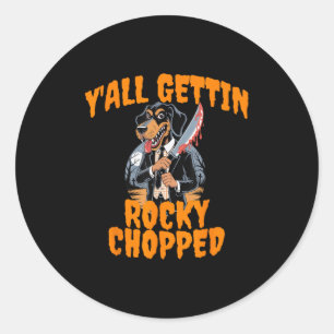 Adesivo Redondo Y'all Gettin Rocky Chopped Tennessee Halloween Cos