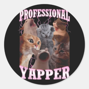 Adesivo Redondo Yapper Profissional Memória de Gato Engraçado Espe