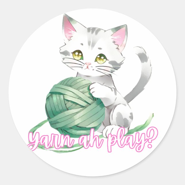 Adesivo Redondo Yarn ah play sticker (Frente)