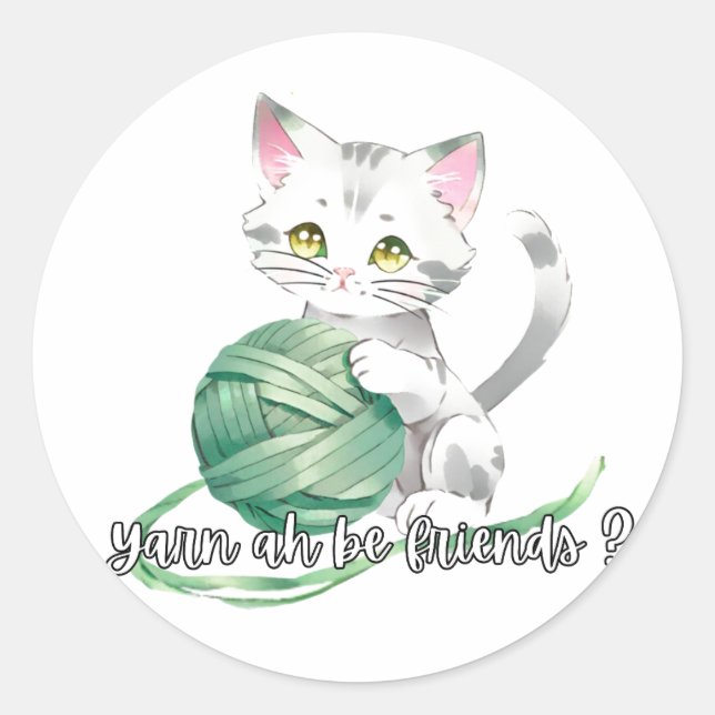 Adesivo Redondo Yarn ah play sticker (Frente)