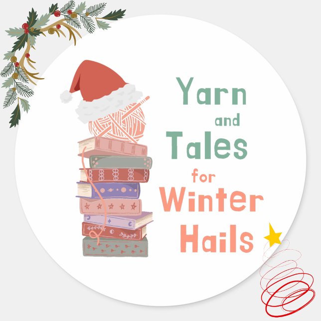 Adesivo Redondo Yarn and Tales for Winter Hails Christmas  (Criador carregado)