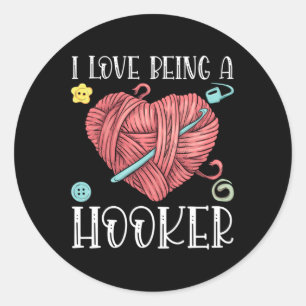 Adesivo Redondo Yarn Crocheting Knitting Day