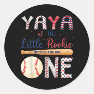Adesivo Redondo Yaya do One Little Rookie Baseball Primeiro Aniver