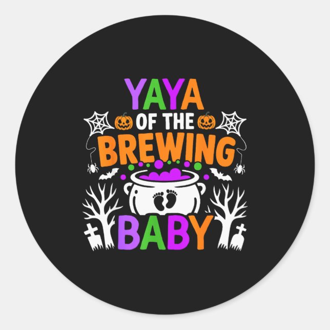 Adesivo Redondo Yaya Of The Brewing Baby Halloween Costume  (Frente)