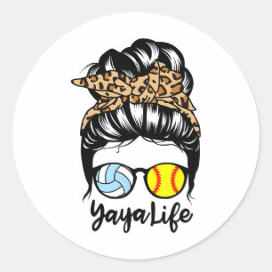 Adesivo Redondo Yaya Vida Cabelo Desgrenhado Engraçado Softll Voll