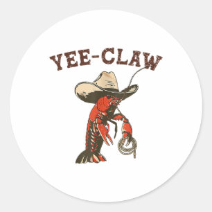Adesivo Redondo Yee Claw Engraçado Crawfish Festival de Caputos Ca