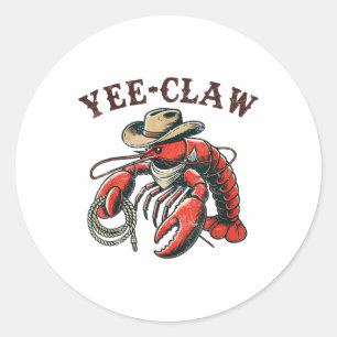 Adesivo Redondo Yee Claw! Engraçado - Festival de Marisco Cajun