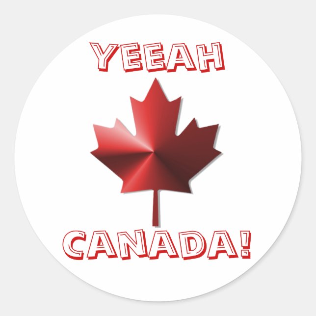 Adesivo Redondo Yeeah Canada Flag Maple Leaf Stickers (Frente)