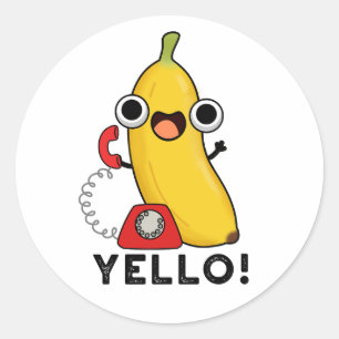 Adesivo Redondo Yello Funny Fruta Yellow Banana Pun