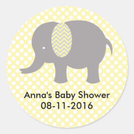 Adesivo Redondo Yellow and gray Elephant Baby SHower
