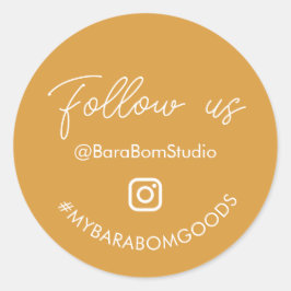 Adesivo Redondo Yellow Follow us on Instagram Package Sticker