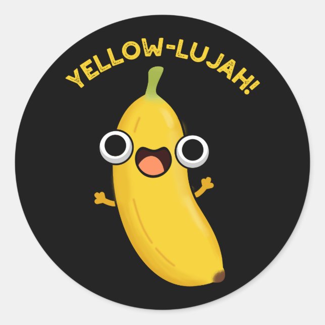 Adesivo Redondo Yellow lujah Funny Banana Pun Dark BG (Frente)