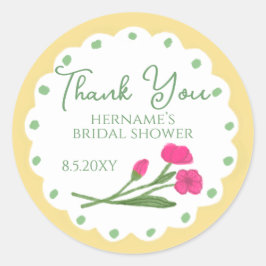 Adesivo Redondo Yellow Pink Whimsical Thank You Bridal Shower