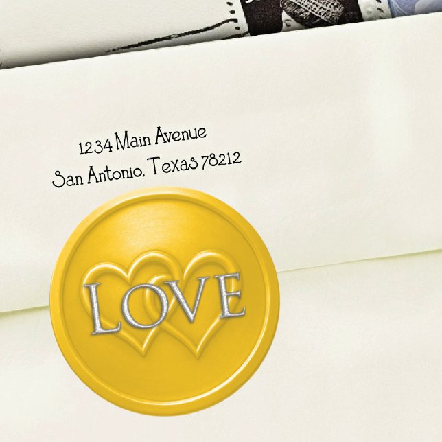 Adesivo Redondo Yellow Two Hearts Intertwined Wedding (Criador carregado)