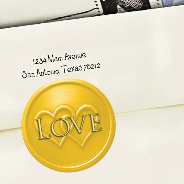 Adesivo Redondo Yellow Two Hearts Intertwined Wedding (Criador carregado)