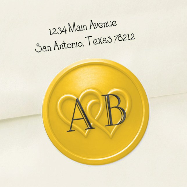 Adesivo Redondo Yellow Two Hearts Intertwined Wedding Black  (Criador carregado)