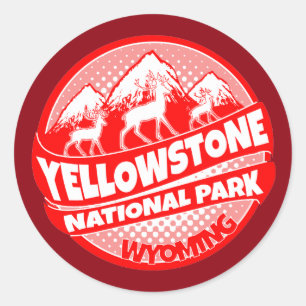 Adesivo Redondo Yellowstone National Park Wyoming, autocolante ver