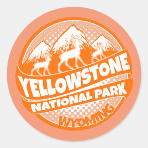 Adesivo Redondo Yellowstone National Park Wyoming - Vinheta laranj