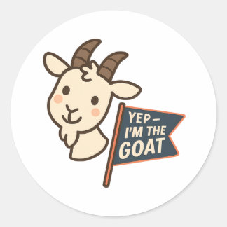 Adesivo Redondo Yep I'm The GOAT Cute Funny Goat Head Design