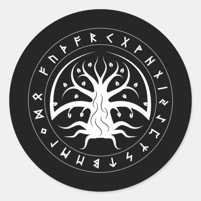 Adesivo Redondo Yggdrasil Circle Runes Stickers (Round) (Frente)