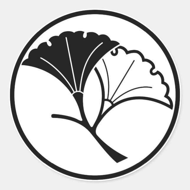 Adesivo Redondo Yin e yang ginkgo folhas em anel roscado (Frente)