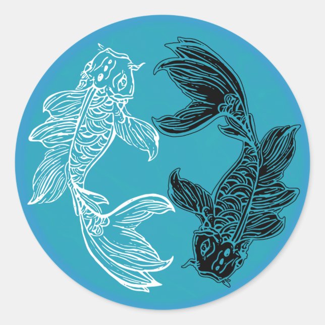 Adesivo Redondo YIN e YANG Koi (Frente)