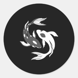 Adesivo Redondo Yin E Yang Koi Fish