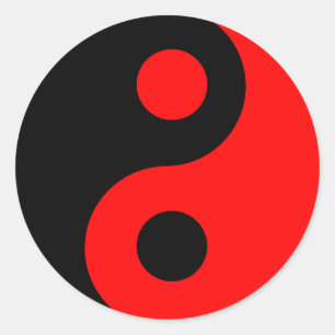 Adesivo Redondo Yin vermelho e preto Yang