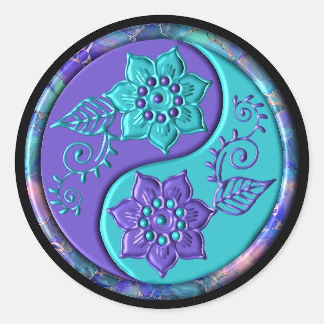 Adesivo Redondo Yin Yang Azul e Roxo (Frente)