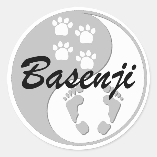 Adesivo Redondo yin yang basenji (Frente)