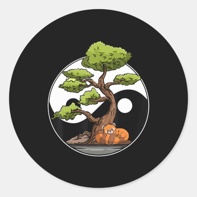 Adesivo Redondo Yin Yang Bonsai Tao Taoismo Espiritual Zen Meditat (Frente)