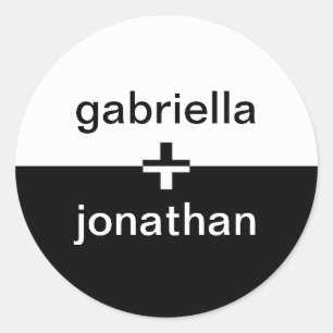 Adesivo Redondo Yin yang branco preto e o nome personalizado favor