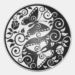 Adesivo Redondo Yin Yang Butterflies