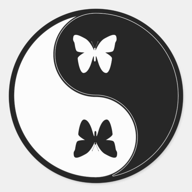 Adesivo Redondo Yin Yang Butterfly (Frente)